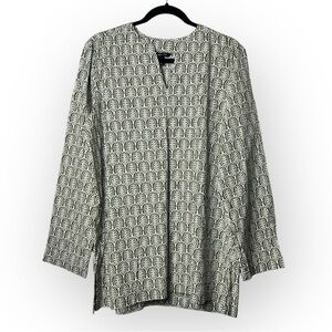 Land's End Olive Green Leaf Print Tunic L 14-16